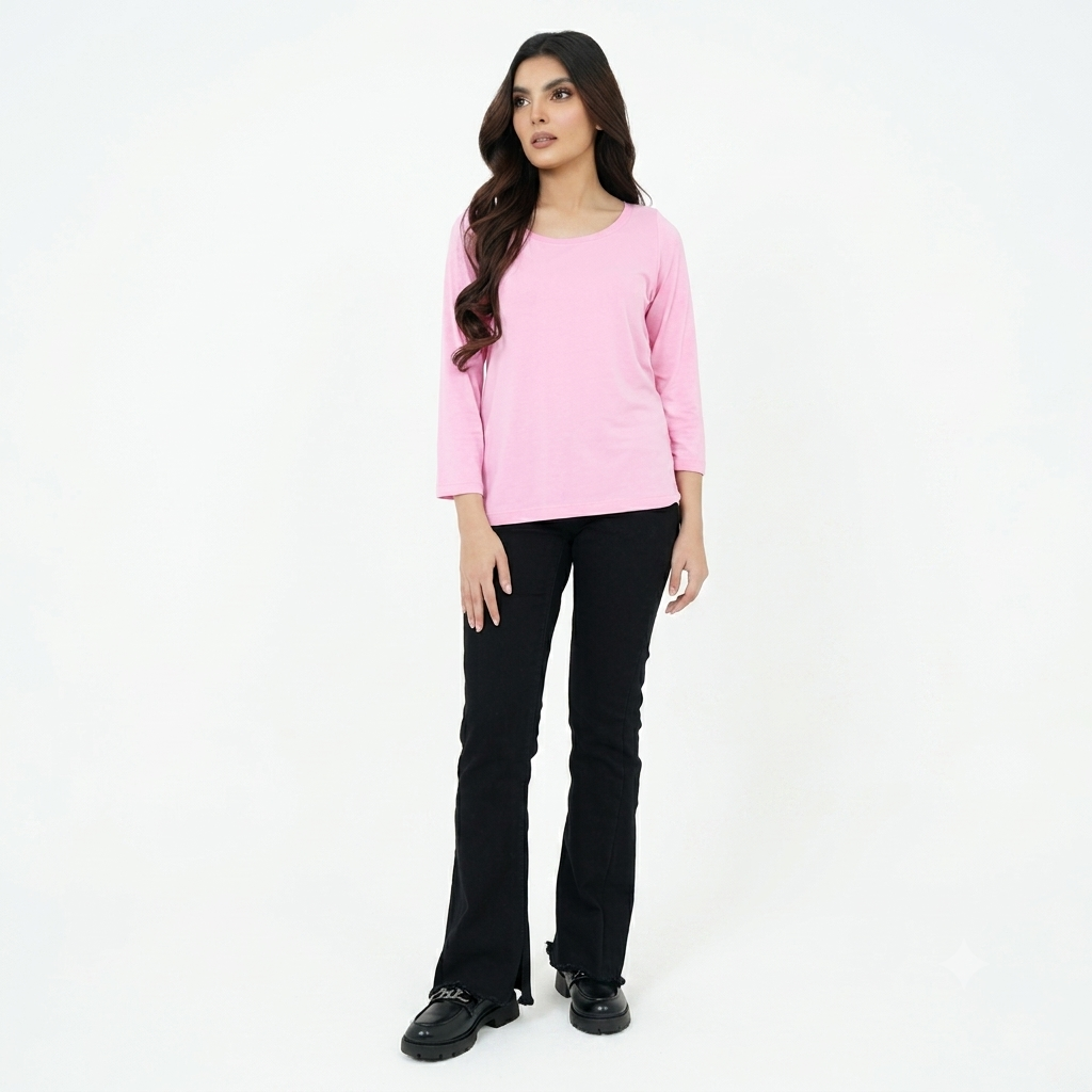 Almas Elegant Baby Pink Casual Tees