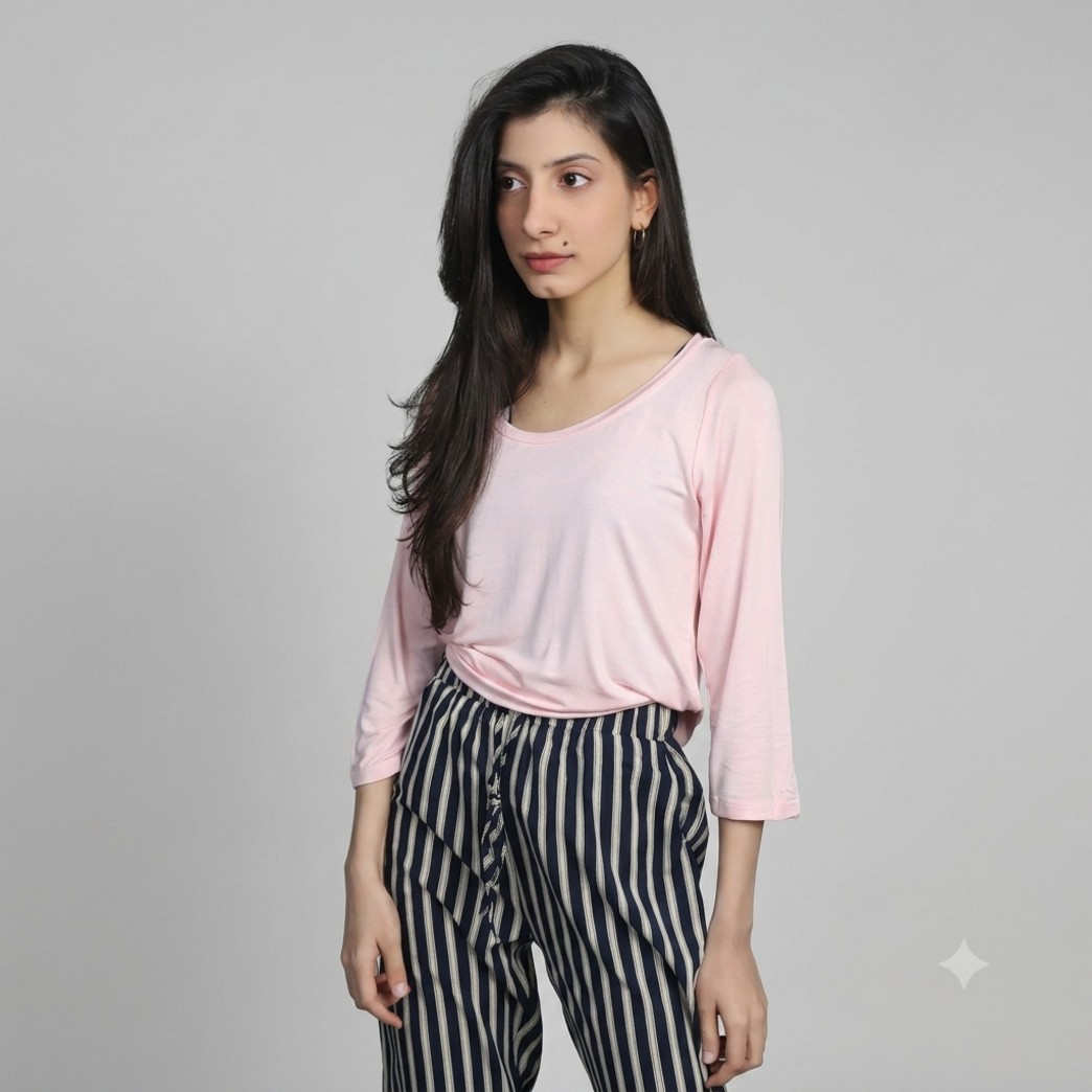 Almas Elegant Baby Pink Casual Tees