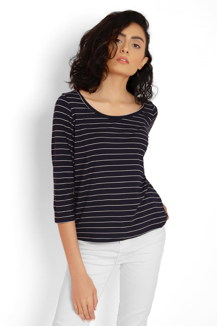 Almas Striped Broad Neck Casual Shirt